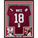 Camiseta de fútbol americano universitario enmarcada, autografiada y firmada por Jason White, 35 x 39, 03 Heisman, Oklahoma, color granate, JSA COA