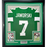 Camiseta de fútbol verde Filadelfia de 35 x 39, enmarcada, autografiada y firmada por Ron Jaworski (JSA COA)