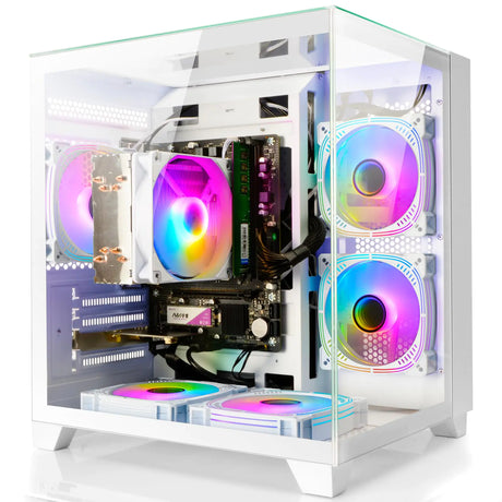 LXZ Desktop PC Computer AMD Ryzen 5 5600GT 6 core 3.6GHz 16G DDR4 RAM 512G NVME SSD Tower Computer for Gaming Home and Office (White) - Lootquake