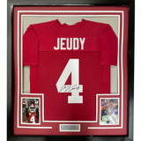 Camiseta de fútbol americano universitario Alabama Red, enmarcada, autografiada y firmada por Jerry Jeudy, 35 x 39, JSA COA