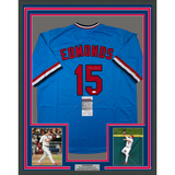 Camiseta de béisbol azul de San Luis de 35 x 39, enmarcada y autografiada de Jim Edmonds (JSA COA)