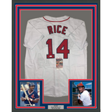 Camiseta de béisbol blanca de Boston de 35 x 39 de Jim Rice, enmarcada y autografiada, JSA COA