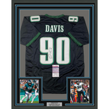Camiseta de fútbol negra de Filadelfia de Jordan Davis, enmarcada, autografiada y firmada, 35 x 39, JSA COA