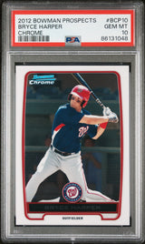 Tarjeta de béisbol de novato RC cromada Bryce Harper #BCP10 de Topps Bowman Prospects 2012, PSA 10 Gem Mint