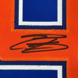 Framed Autographed/Signed Evander Kane 35x39 Edmonton Blue Hockey Jersey JSA COA