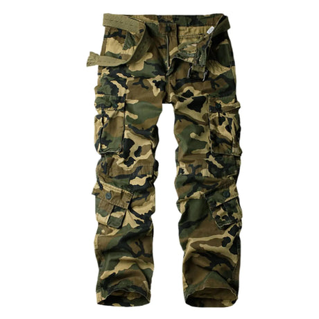 XNMAYA Mens Classic Casual Pants Heavy Cotton Cargo Work Trousers Military Army Combat Hiking Pant Multi Pockets Camo M 32 - Lootquake