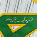 Camiseta de baloncesto blanca de Seattle de 35 x 39, enmarcada y autografiada de Shawn Kemp (JSA COA)