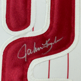 Camiseta de béisbol de rayas de Filadelfia de John Kruk, enmarcada, autografiada y firmada, 35 x 39, JSA COA