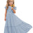 Girwem Boho Toddler Flower Girls Dresses for Wedding Lace Embroidery Bridesmaid Dresses Long Chiffon Party Dresses 2 Dusty Blue - Lootquake