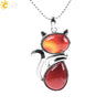 Cat Shape Natural Stone Necklaces With Beads Chain - Lootquake