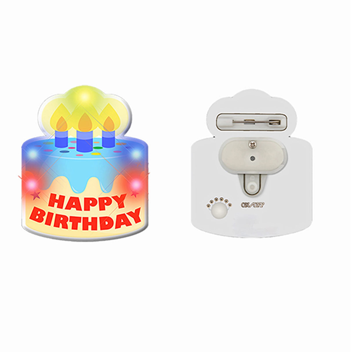 Birthday Cake Flashing Body Light Lapel Pins-3