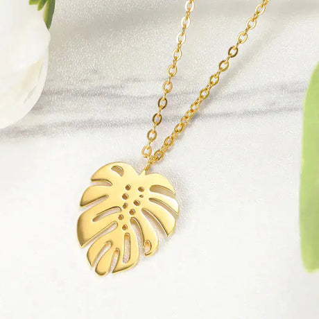 Hawaii Style Summer Collar Stainless Steel Palm Leaf Necklaces - Lootquake