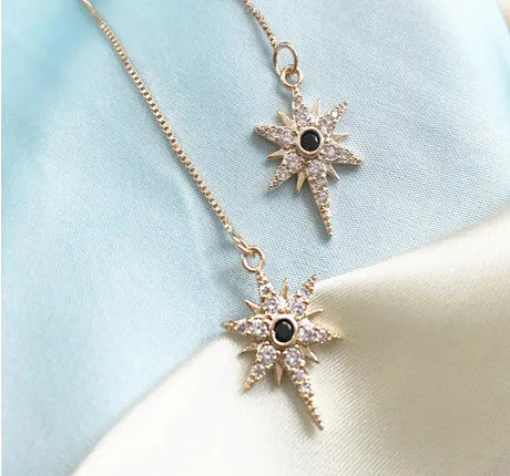 Gold-Plated Zircon Devil Eye and Star Cross Necklaces - Lootquake