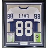 Framed Autographed/Signed CeeDee Lamb 35x39 Dallas Thanksgiving Day Football Jersey JSA COA