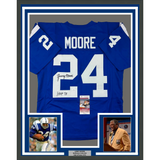 Camiseta de fútbol azul Baltimore del Salón de la Fama 75, enmarcada, autografiada y firmada por Lenny Moore, 35 x 39, JSA COA
