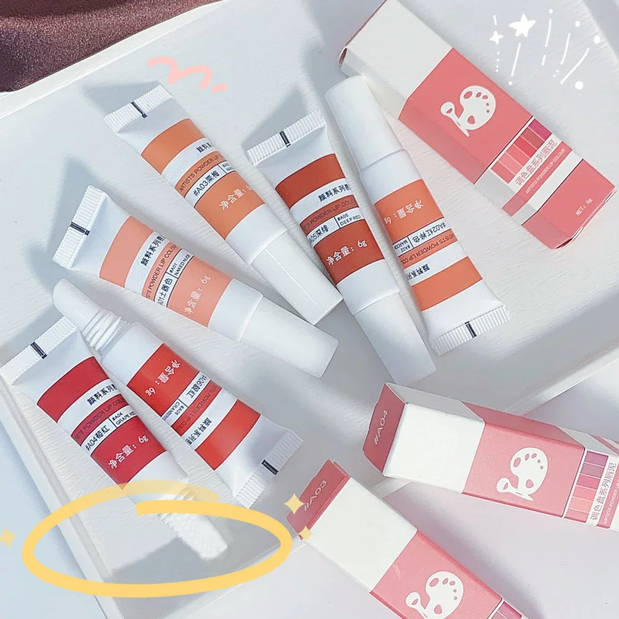 Lip Gloss Moisturizing Lip Tint Mud 6 Colors Long Lasting