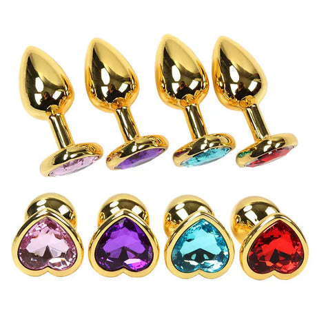 Heart-Shaped Gold Metal Anal Plug Adult Toy - Lootquake
