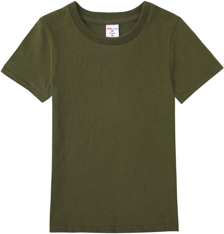 COSLAND Boys T-Shirts Short Sleeve Tee Shirts Crew Neck Cotton Kids Shirts 4T Army Green - Lootquake