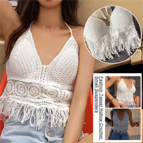 Women's Crochet Knit Swimsuit Bathing Suits Cover up Vest Top Hollow Out Beachwear Crop Tank Tops - Lootquake