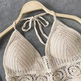 Women's Crochet Knit Swimsuit Bathing Suits Cover up Vest Top Hollow Out Beachwear Crop Tank Tops - Lootquake