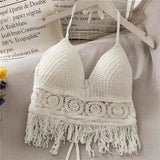 Women's Crochet Knit Swimsuit Bathing Suits Cover up Vest Top Hollow Out Beachwear Crop Tank Tops - Lootquake