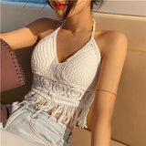 Women's Crochet Knit Swimsuit Bathing Suits Cover up Vest Top Hollow Out Beachwear Crop Tank Tops - Lootquake