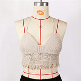 Traje de baño de punto de crochet para mujer, traje de baño tipo pareo, chaleco, top calado, ropa de playa, top corto sin mangas