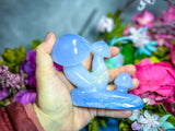 BEAUTIFUL blue chalcedony MUSHROOM sculpture