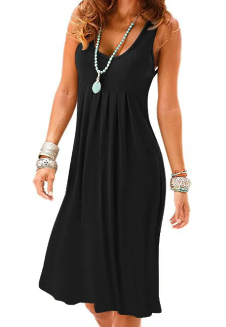 Camisunny Summer Cotton Dresses for Women Plain Fashion 2024 Black Dinner Party Dresses Size L - Lootquake