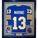 Framed Autographed/Signed Dan Marino 35x39 Pittsburgh Blue College Football Jersey JSA COA