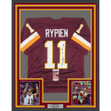 Camiseta de fútbol americano SB XXVI MVP de Washington, color burdeos, enmarcada, autografiada y firmada por Mark Rypien, 35 x 39, JSA COA