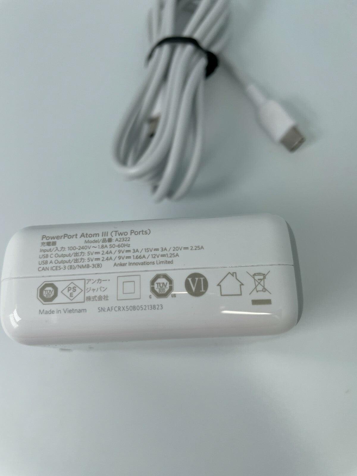 Anker PowerPort Atom III 60W | GaN Fast Charger | USB-C Adapter | White
