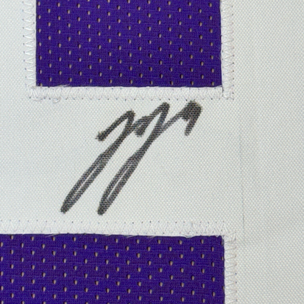 Framed Autographed/Signed J.J. JJ McCarthy 35x39 Minnesota Purple Football Jersey Beckett BAS COA