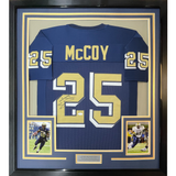 Camiseta de fútbol americano universitario azul de Pittsburgh, enmarcada, autografiada y firmada por LeSean McCoy, 35 x 39, JSA COA