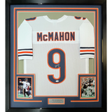 Camiseta de fútbol americano blanca de Chicago, enmarcada, autografiada y firmada por Jim McMahon, 35 x 39, JSA COA
