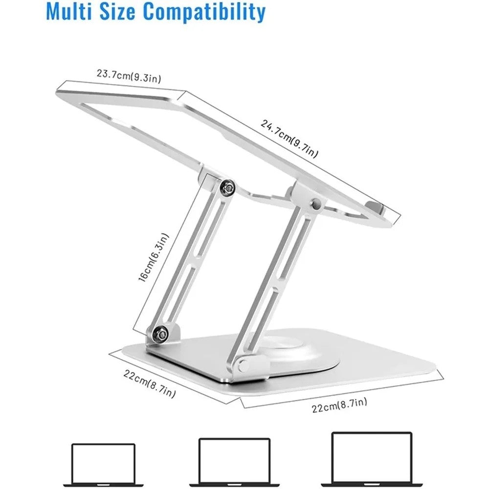 360° Rotating Metal Laptop Stand Riser Foldable & Adjustable