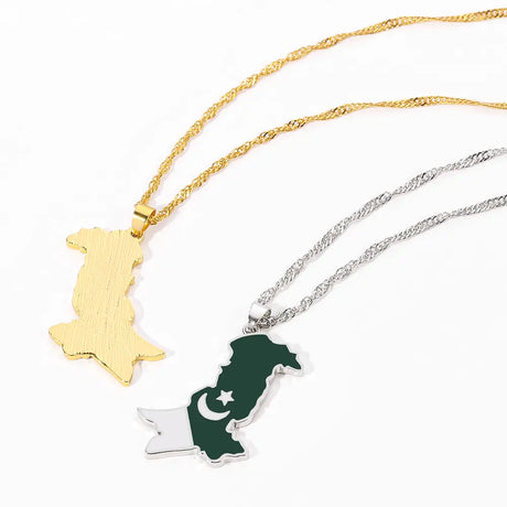 Pakistan Map and Flag Pendant Necklaces - Lootquake