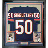 Camiseta de fútbol azul Chicago de 35 x 39, enmarcada, autografiada y firmada por Mike Singletary, HOF 98, JSA COA