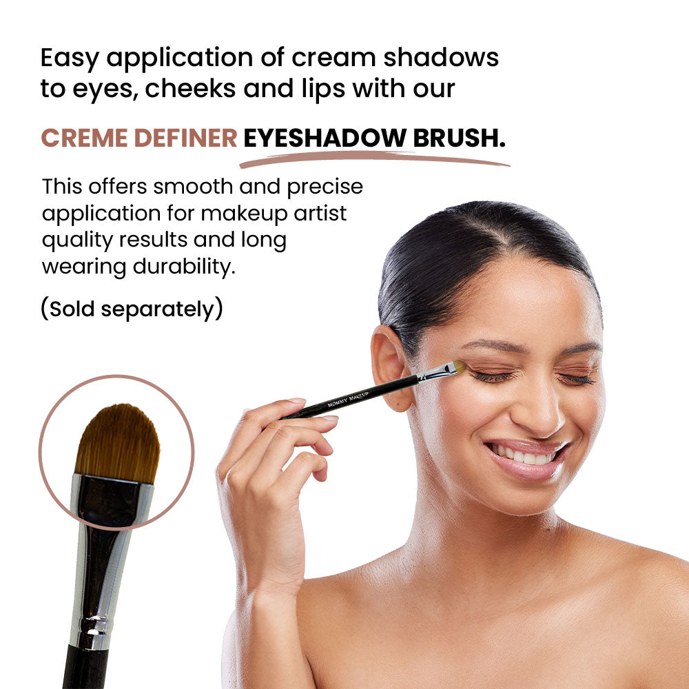 Golden Apricot Any Wear Creme: Un producto multiusos, resistente al agua, que se transforma en crema y polvo para ojos, mejillas y labios. Se puede usar en cualquier lugar.