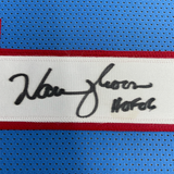 Framed Autographed/Signed Warren Moon HOF 06 35x39 Houston Blue Football Jersey JSA COA