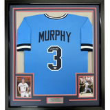 Camiseta de béisbol azul claro de Atlanta, enmarcada, autografiada y firmada por Dale Murphy, 35 x 39, certificado de autenticidad (PSA/DNA)