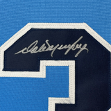 Camiseta de béisbol azul claro de Atlanta, enmarcada, autografiada y firmada por Dale Murphy, 35 x 39, certificado de autenticidad (PSA/DNA)