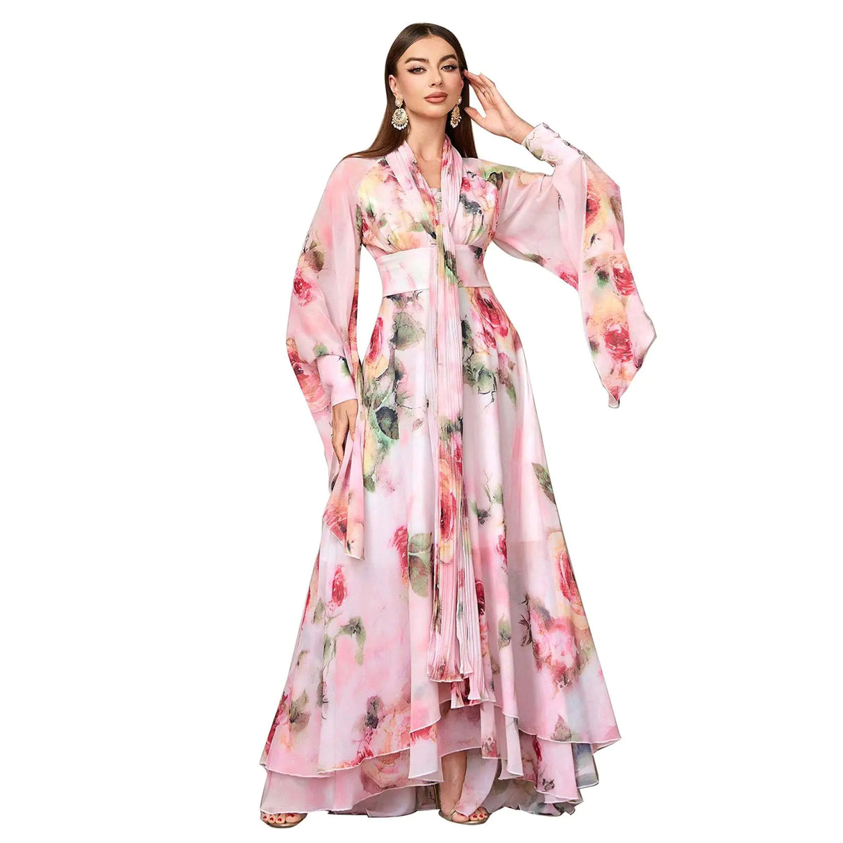 TOLEEN Casual Dresses for Women Long Sleeve Flowy Swing Chiffon Maxi Dresses - Lootquake
