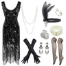 Womens 1920s Art Deco Gatsby Dresses Sequin Fringed Flapper Dresses (XXX-Large Style02-Black) - Lootquake
