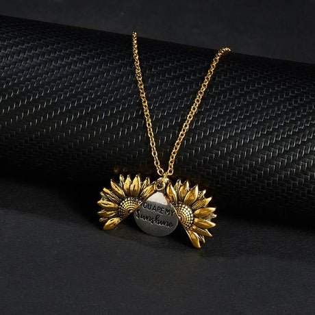 Trendy Sunflower Double-layer Engraved Pendant Necklaces - Lootquake