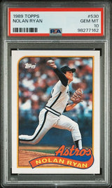 Graded 1989 Topps Nolan Ryan #530 Baseball Card PSA 10 Gem Mint
