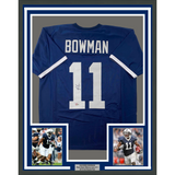 Camiseta de fútbol americano universitario azul de Penn State, enmarcada, autografiada y firmada por NaVorro Bowman, 35 x 39, Beckett BAS COA