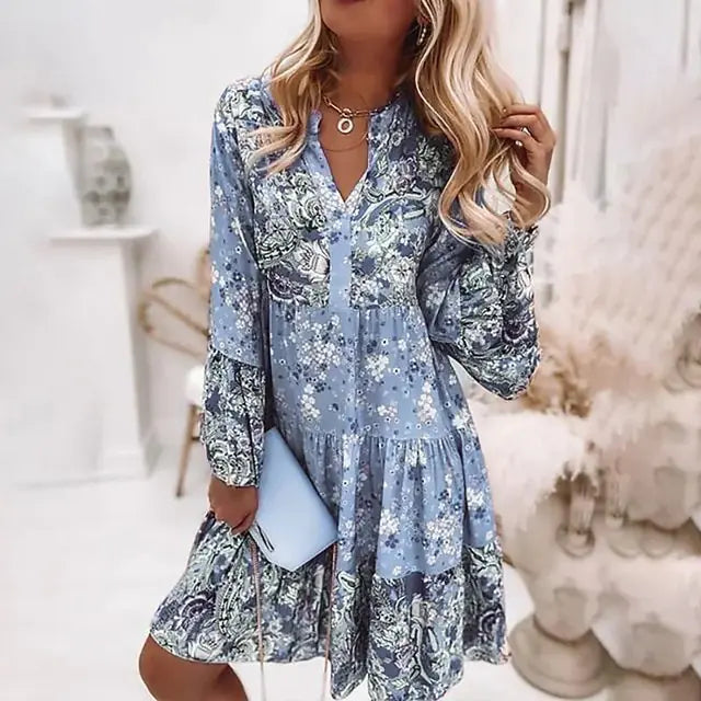 Pleated Long Sleeve Casual Dresses - Lootquake