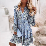 Pleated Long Sleeve Casual Dresses - Lootquake