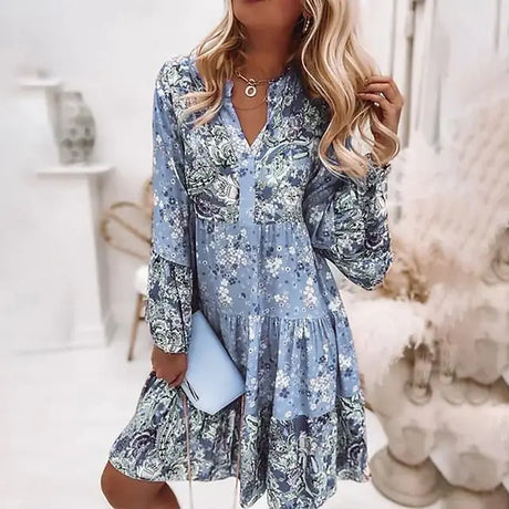 Pleated Long Sleeve Casual Dresses - Lootquake